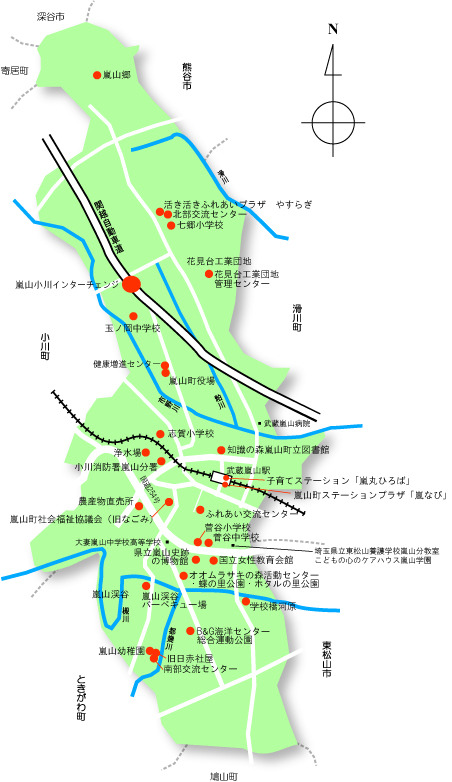 嵐山町マップ（全域外略図）