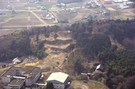 上空から見た杉山城跡の写真