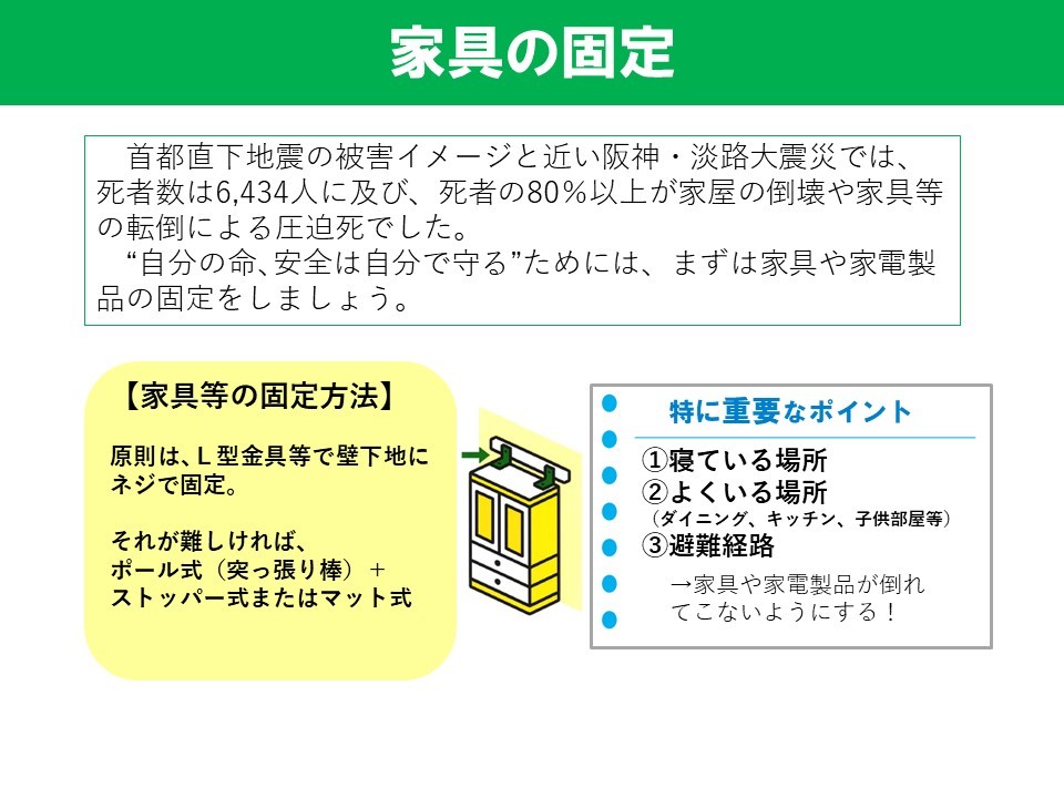 1．家具の固定